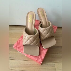 EGO Quilted Slide Mules in Beige